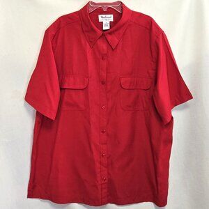 WESTBOUND II Red Button Front Short Sleeve Pockets Top/Blouse.